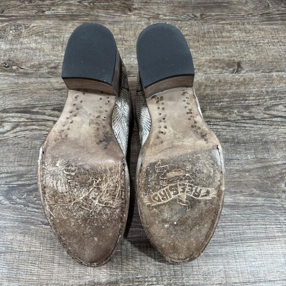 Freebird by Steven Sadie Ankle Boots Women's 8 Black White Snake Leather Booties - Picture 6 of 9